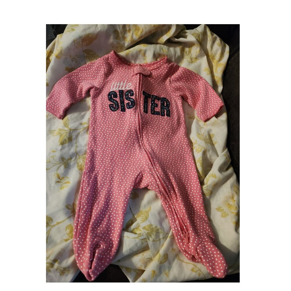 Carter's Pink Polka Dot 'Little Sister' onsie